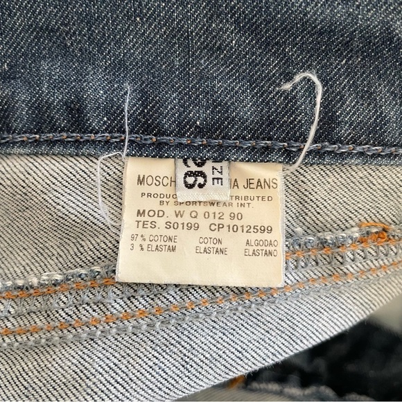 Moschino Peace Sign Vintage Y2K 2000 Mid-Rise Stretch Denim Bootcut Jeans EUC 26 - Picture 7 of 10
